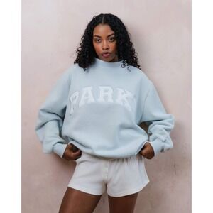 PARKE Sweatshirt Bridal Varsity Mockneck Pale Blue S/M NWT